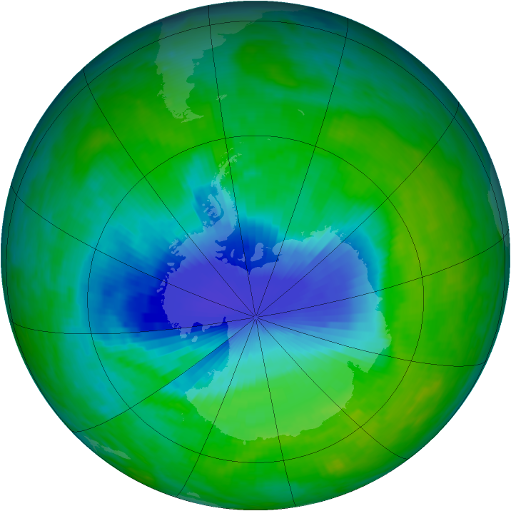 Antarctic ozone map for 02 December 1992
